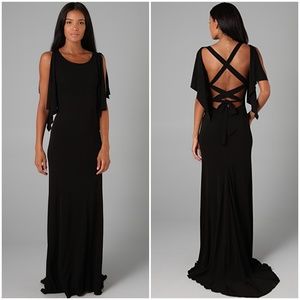 Haute Hippie Jersey Maxi Dress Gown Open Back